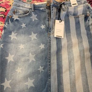 Star and Stripe Denim Skirt